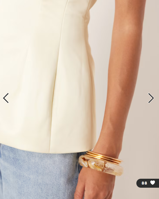 ASOS DESIGN Premium structured satin peplum hem bandeau top in buttermilk