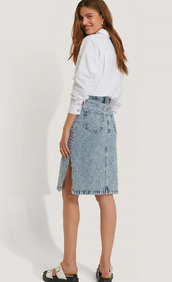 Side Slit Denim Skirt