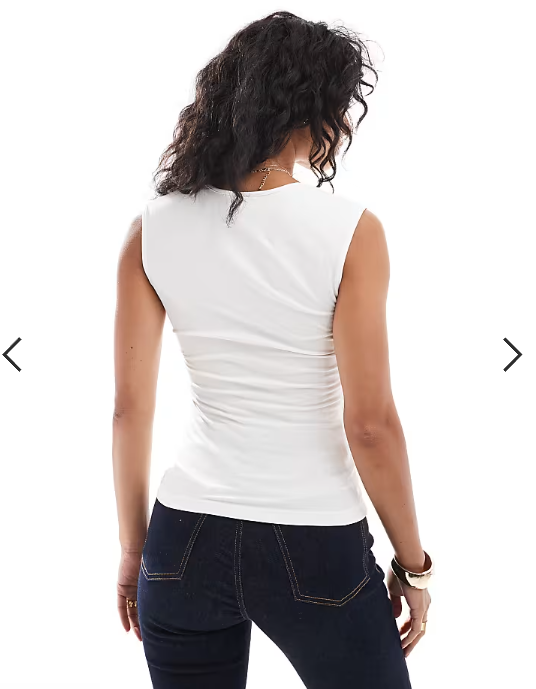 JJXX square neck top in white