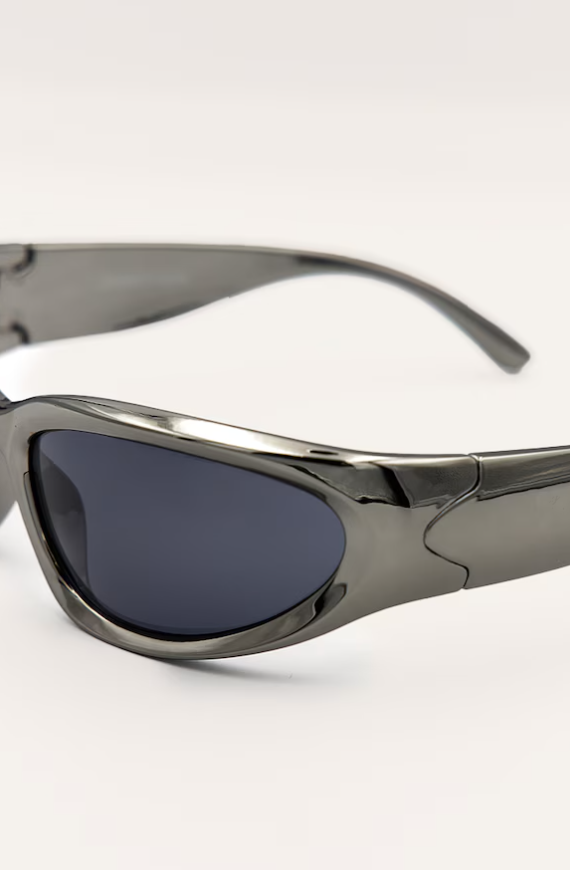 Grey Mirrored Sporty Visor Sunglasses
