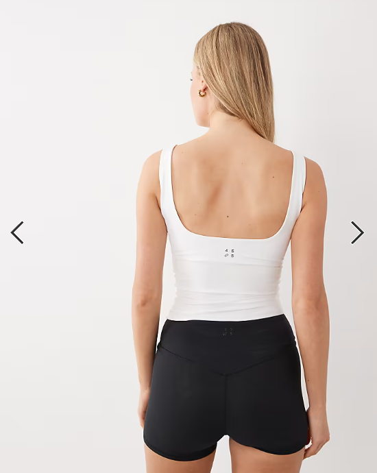 4505 active square neck vest with inner bra in white
