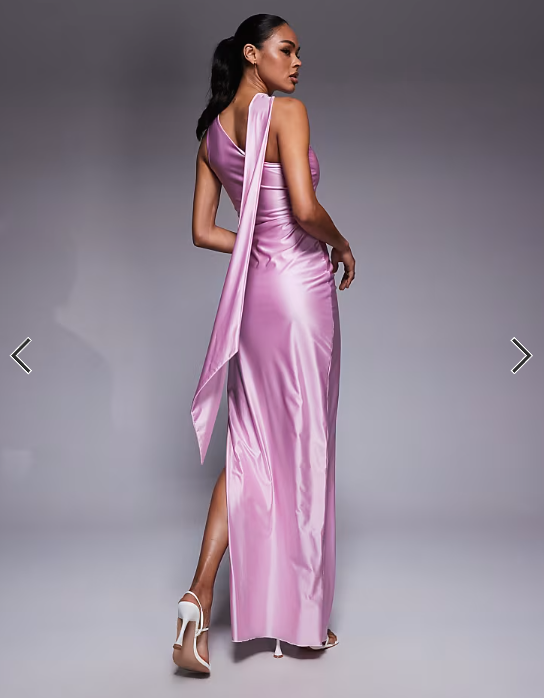 Oh Polly Sheril scarf neck maxi dress in soft pink