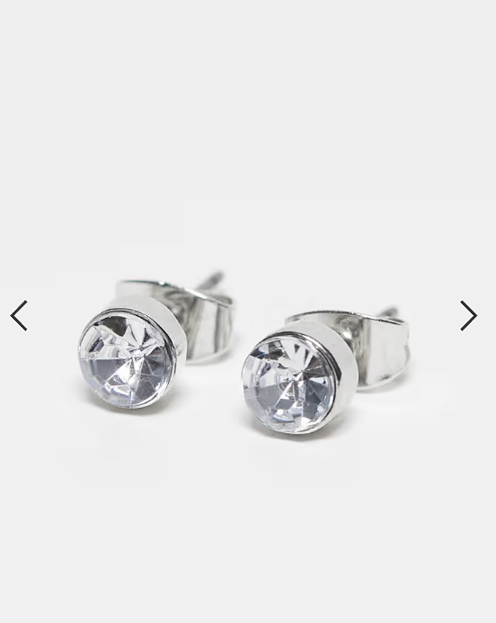 Pieces 3 pack pearl & diamante stud earrings in silver & white