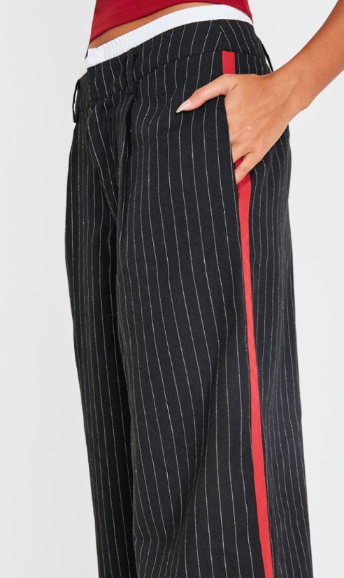 Plt - Black Tailored Woven Side Stripe Boxer Detail Straight Leg Trousers