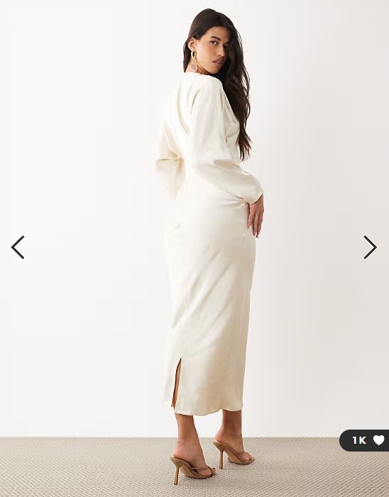 ASOS DESIGN bridal satin batwing maxi dress in ivory