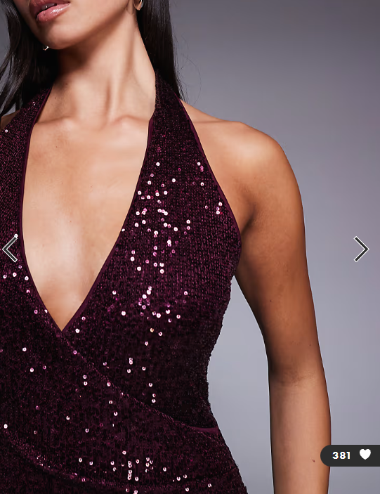 ASOS DESIGN all over sequin plunge maxi dress in burgundy