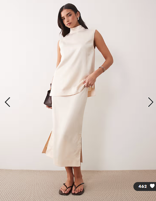 ASOS DESIGN co-ord pencil midi skirt in satin