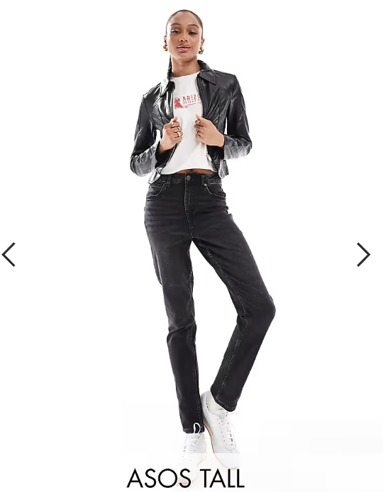 ASOS DESIGN Tall slim fit comfort mom jeans in washed black
