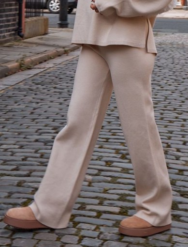 Plt - Oatmeal Knit Straight Leg Trousers