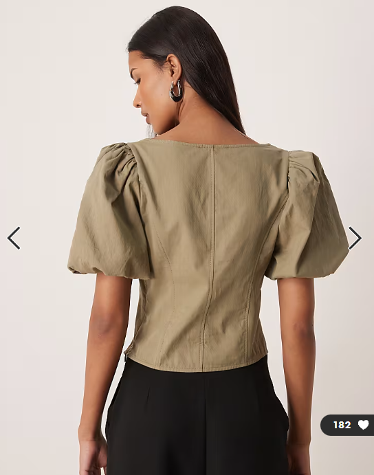 Gina Tricot pure cotton milkmaid corset top in olive green
