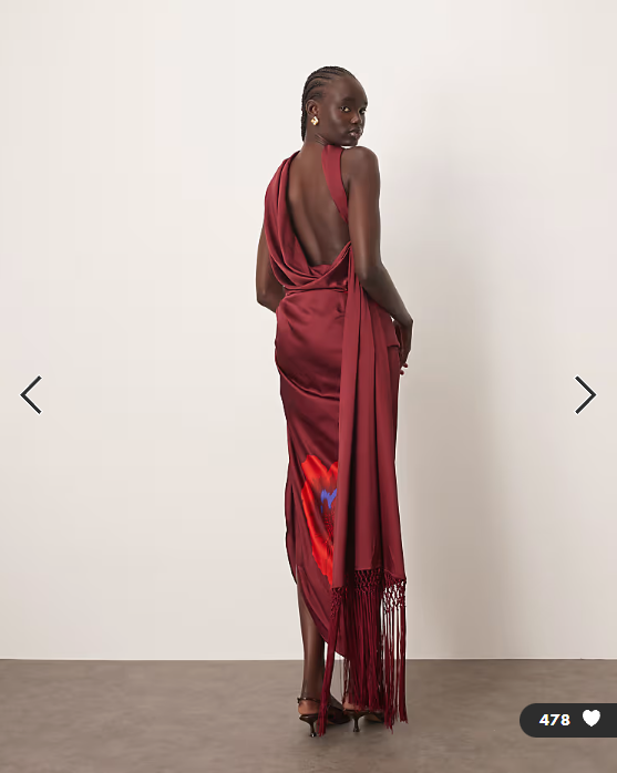 ARRANGE scarf neck draped midi dress with low back in large bloom floral