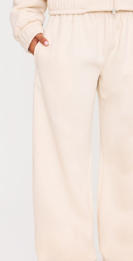 Petite Ecru Wide Leg Joggers