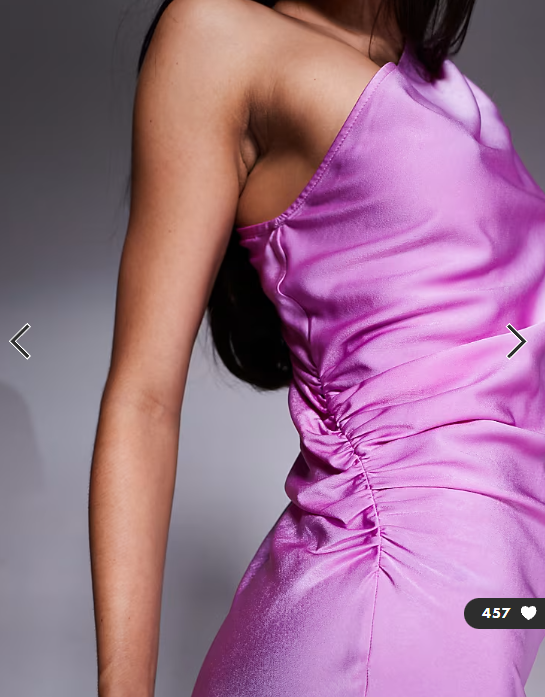 ASOS DESIGN satin one shoulder flutter sleeve midi dress in pink lilac