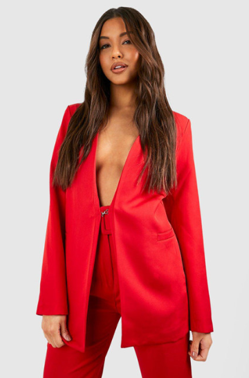 boohoo plunge front blazer