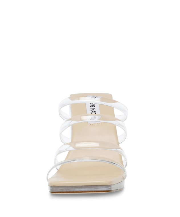 Steve Madden - Women Lucite Square Toe Slip On Sandals, Nude