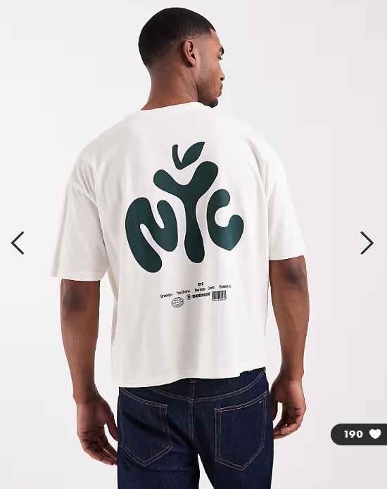 ASOS DESIGN boxy oversized T-shirt with NYC bubble text print in cream.