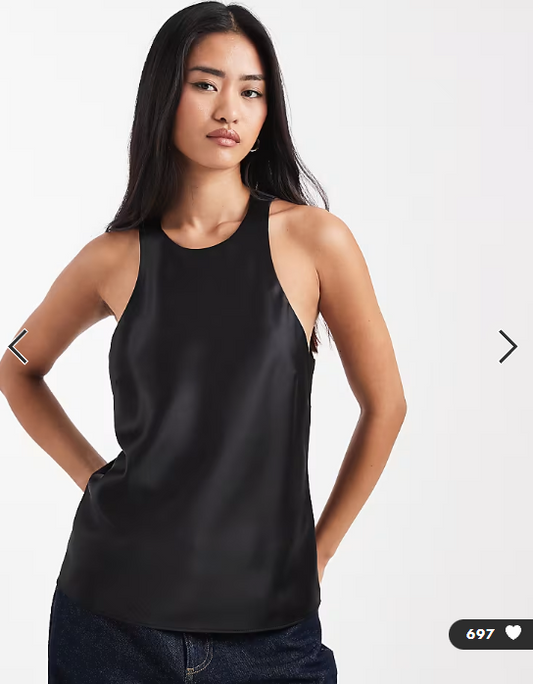 ASOS DESIGN satin racer cami in black