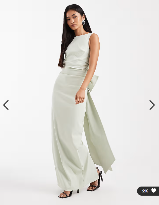 TFNC Bridesmaid bengaline maxi dress with detachable bow back in sage green