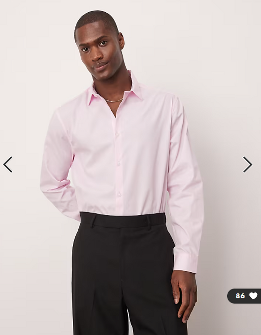 ASOS DESIGN formal easy iron poplin regular shirt in light pink