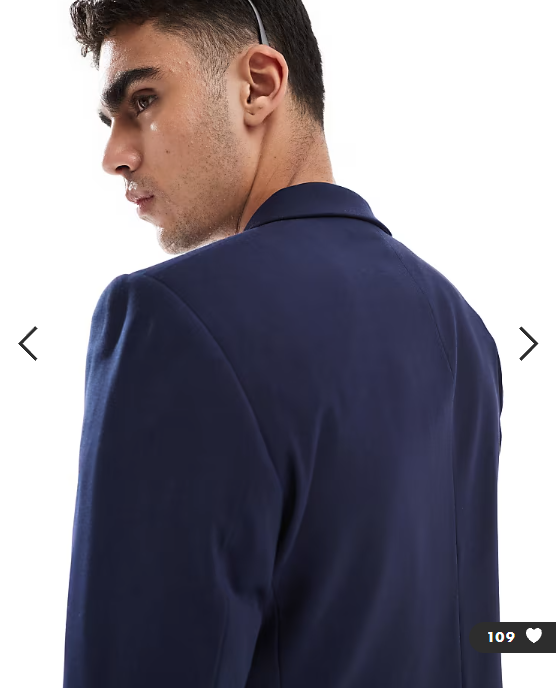 ASOS DESIGN washable slim suit jacket with lightweight worsted wool in navy