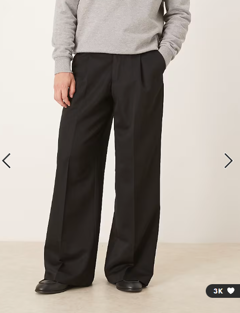 ASOS DESIGN smart pleated loose leg trousers in black