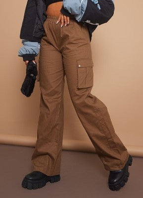 Mocha Wide Leg Cargo Trousers