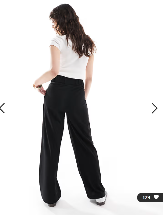 JDY button detail wide leg dad trousers in black
