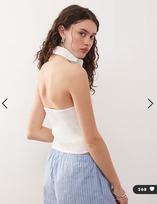 COLLUSION halter neck shirt top in white