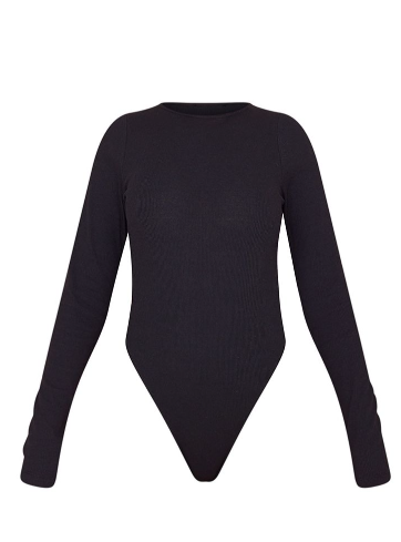 Recycled Black Rib Long Sleeve Bodysuit