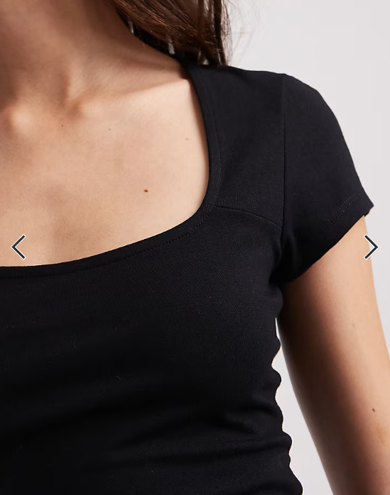 ASOS DESIGN cotton square neck cap sleeve top in black