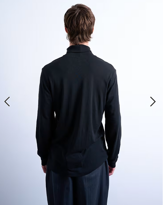 Topman relaxed fit roll neck long sleeve t-shirt in black .