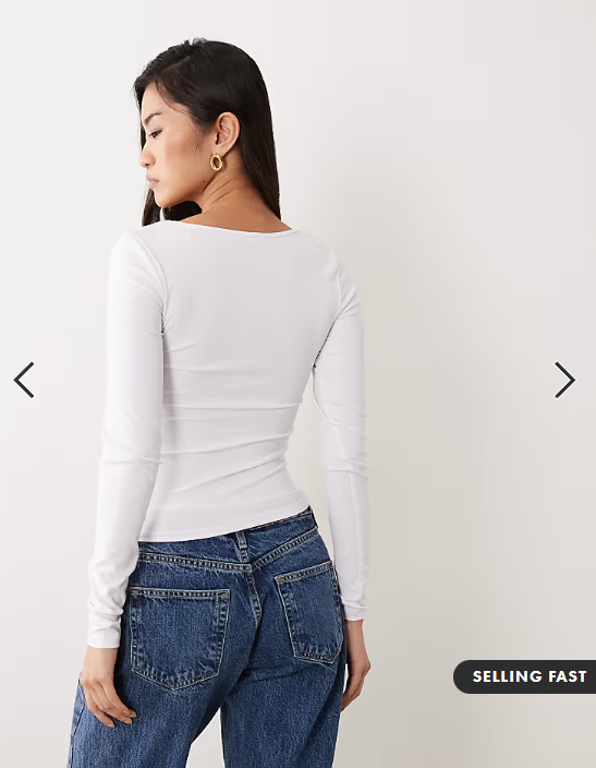 Cotton On eden v neck long sleeve top in white