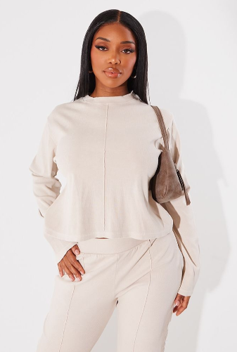 Shape Sand Soft Rib Long Sleeve Top