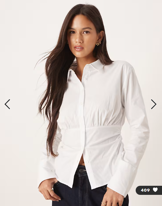 ASOS DESIGN fitted ruched shirt in white