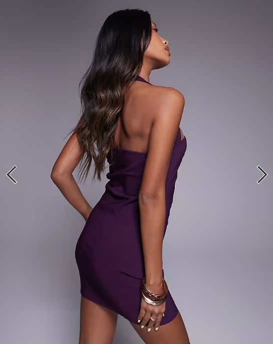 Missyempire bengaline bodycon halterneck mini dress in purple