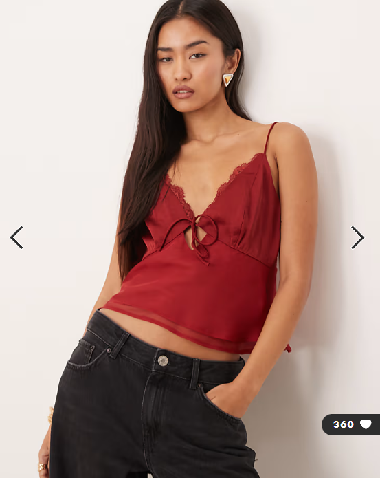 Abercrombie & Fitch lace cami top in burgundy