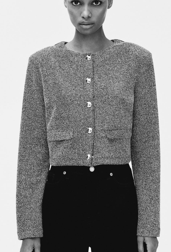 H&M - SHOULDER-PAD CARDIGAN- Hrey