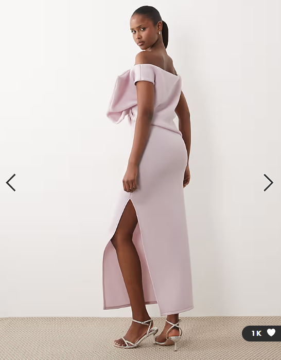 ASOS DESIGN scrunch drape midi dress in lilac scuba-style fabric