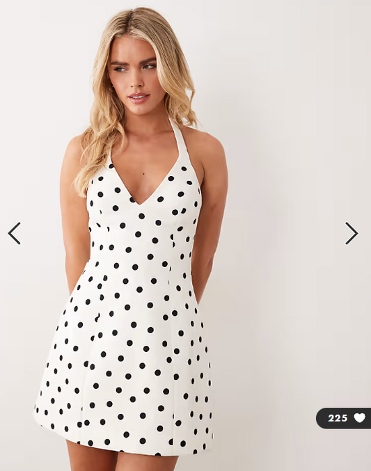 Forever New Petite crepe halter mini dress in porcelain spot