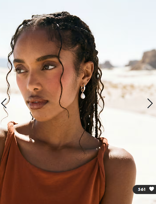 ASOS DESIGN huggie hoop earrings with faux freshwater pearl drop in gold tone