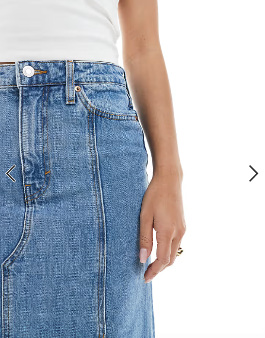 Monki western style denim maxi skirt in vintage blue wash