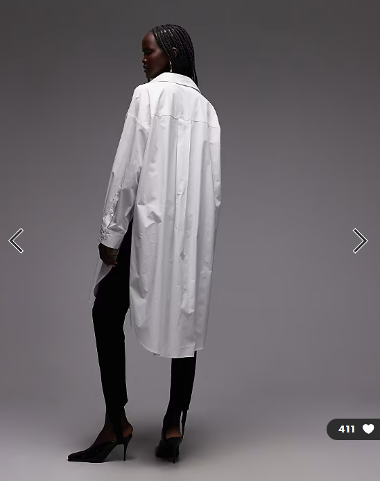 ASOS DESIGN wide cuffs longline oversized shirt in white