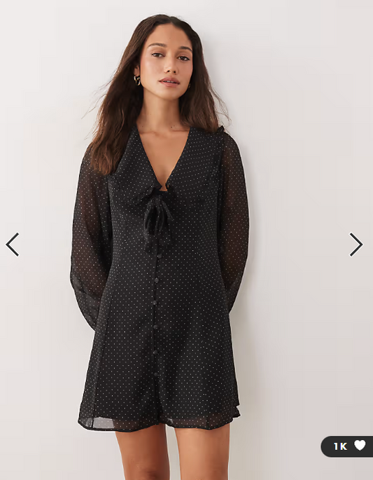 Miss Selfridge button through mini with collar in polka dot