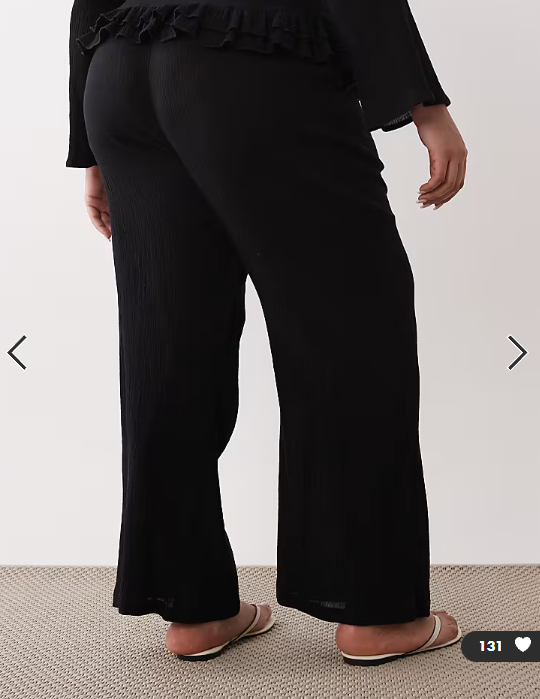 Esmee Curve tie front beach trouser in black