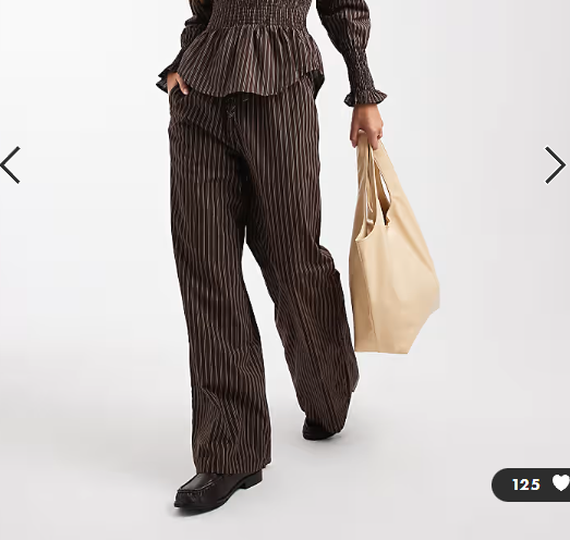 Daisy Street pull on drawstring trouser in brown stripe co-ord