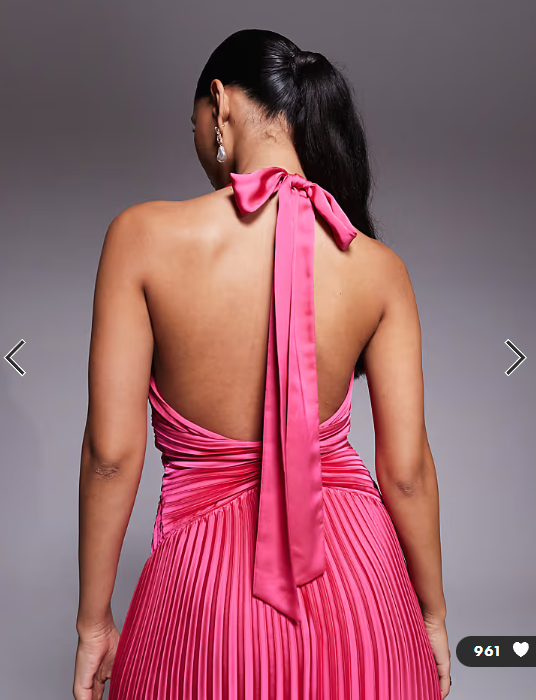 Forever New satin plunge halter neck maxi dress in fuchsia pink