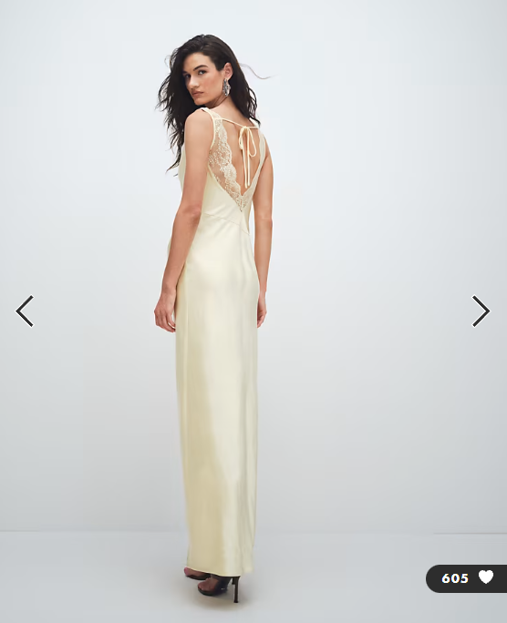 4th & Reckless satin cowl neck lace back maxi dress in lemon