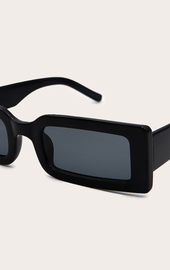 Black Slim Rectangular Frame Sunglasses