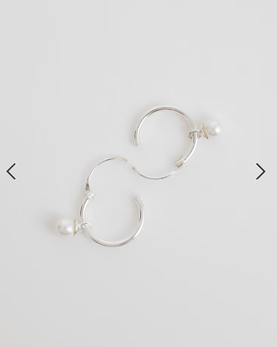 Kingsley Ryan pearl charm hoops in sterling silver