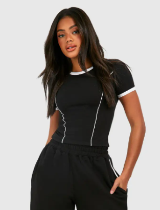 boohoo Piping Detail T-Shirt